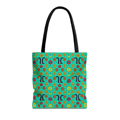 Tote Bag, (AOP), Aquarius, Zodiac, Flower Pattern