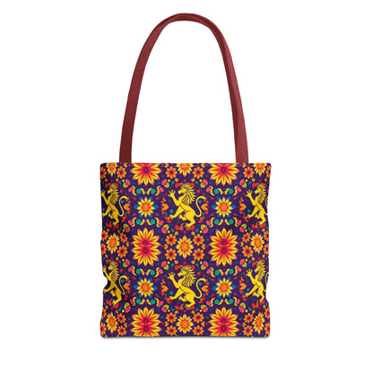 Tote Bag, (AOP), Leo, Zodiac v6, Flower Pattern
