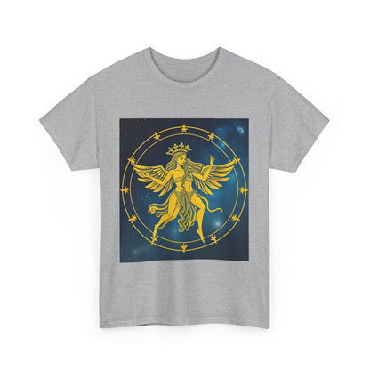 Unisex Heavy Cotton T-Shirt, Twin Angel v3, Gemini Zodiac Design