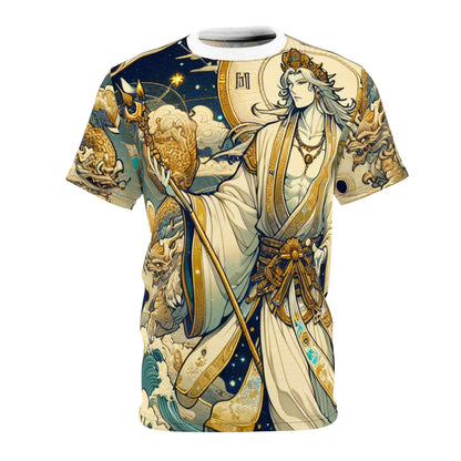 Unisex Cut & Sew T-Shirt (AOP), Anime Character, Capricorn Zodiac Design, Regular fit, 100% Polyester
