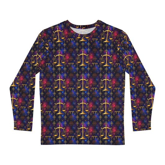 Men's Long Sleeve Shirt, (AOP), Libra, Zodiac v2, Pattern