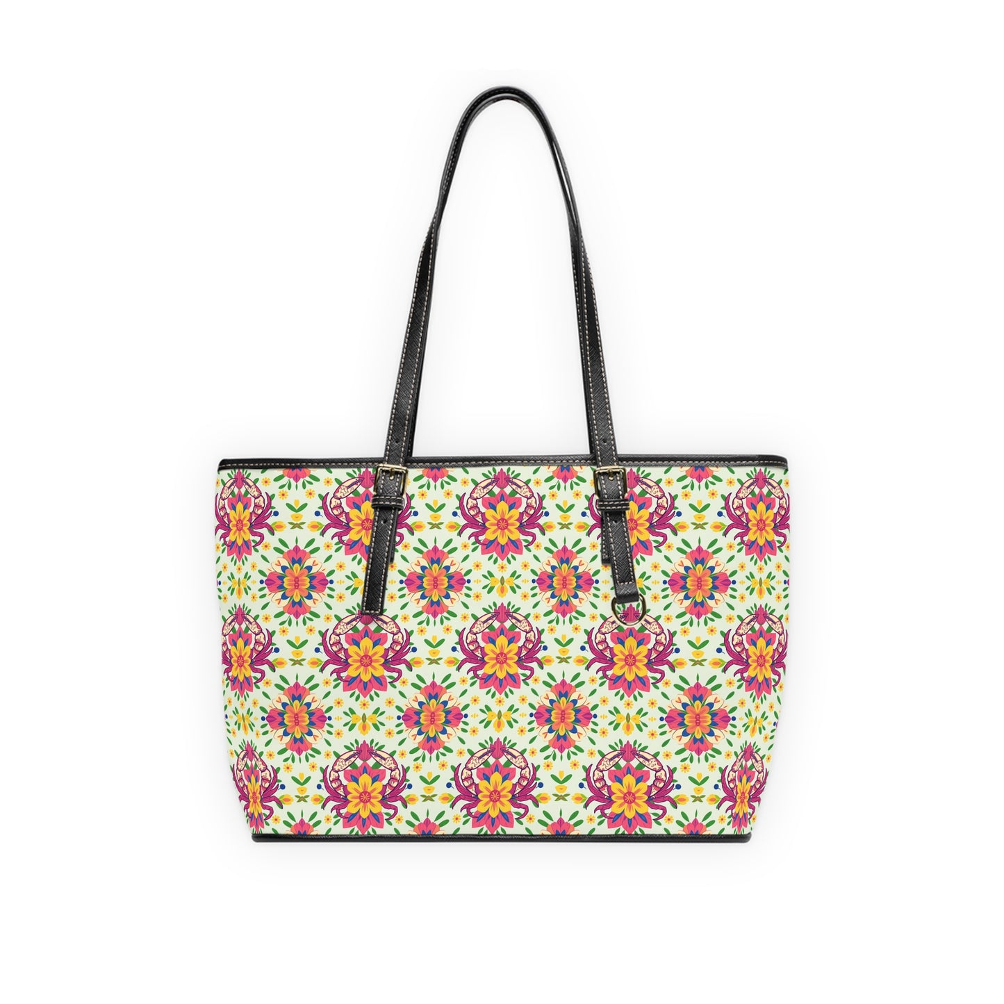 Leather Shoulder Bag, Cancer, Zodiac v2, Flower Pattern