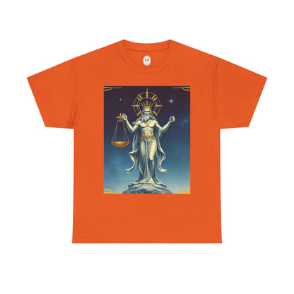 Unisex Heavy Cotton T-Shirt, Space, Libra God, Zodiac Design