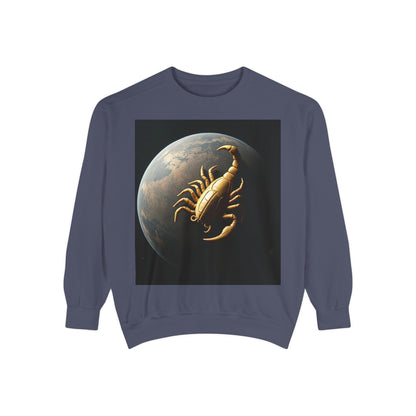 Garment-Dyed Sweatshirt, Unisex, Space Animal Design v1, Scorpio