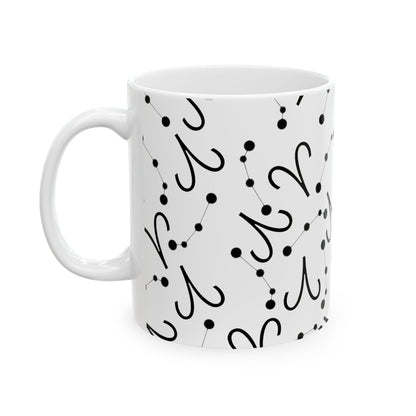 Ceramic Mug, (11oz, 15oz), Ceramic Coffee Mug, AOP, Constellation & Symbol, Aries Zodiac Design