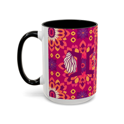 Accent Coffee Mug, Gemini, Zodiac v1, Flower Pattern, (11, 15oz)
