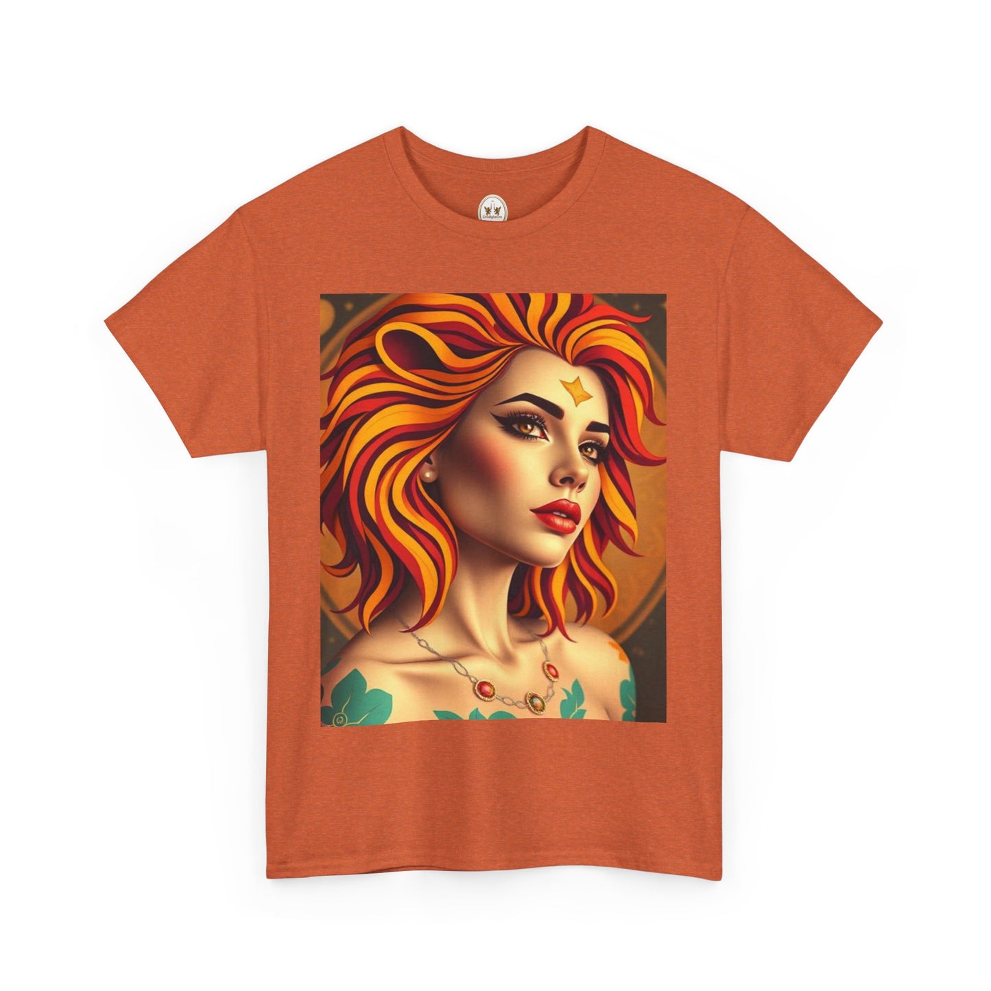 Unisex Heavy Cotton T-Shirt, Leo, Zodiac v3, Sexy Art