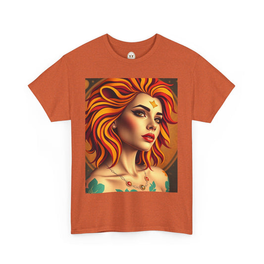 Unisex Heavy Cotton T-Shirt, Leo, Zodiac v3, Sexy Art