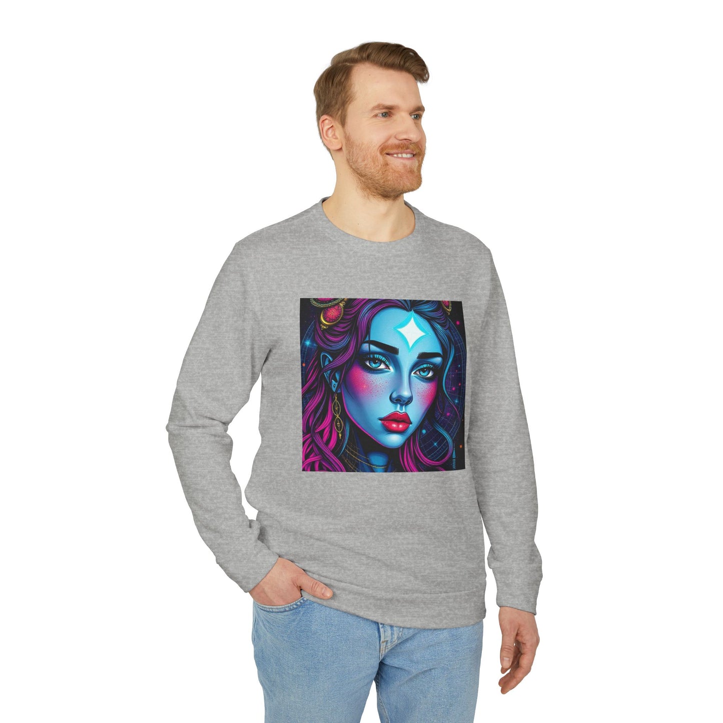 Adidas Unisex Fleece Crewneck Sweatshirt, Gemini, Pop Art, Zodiac