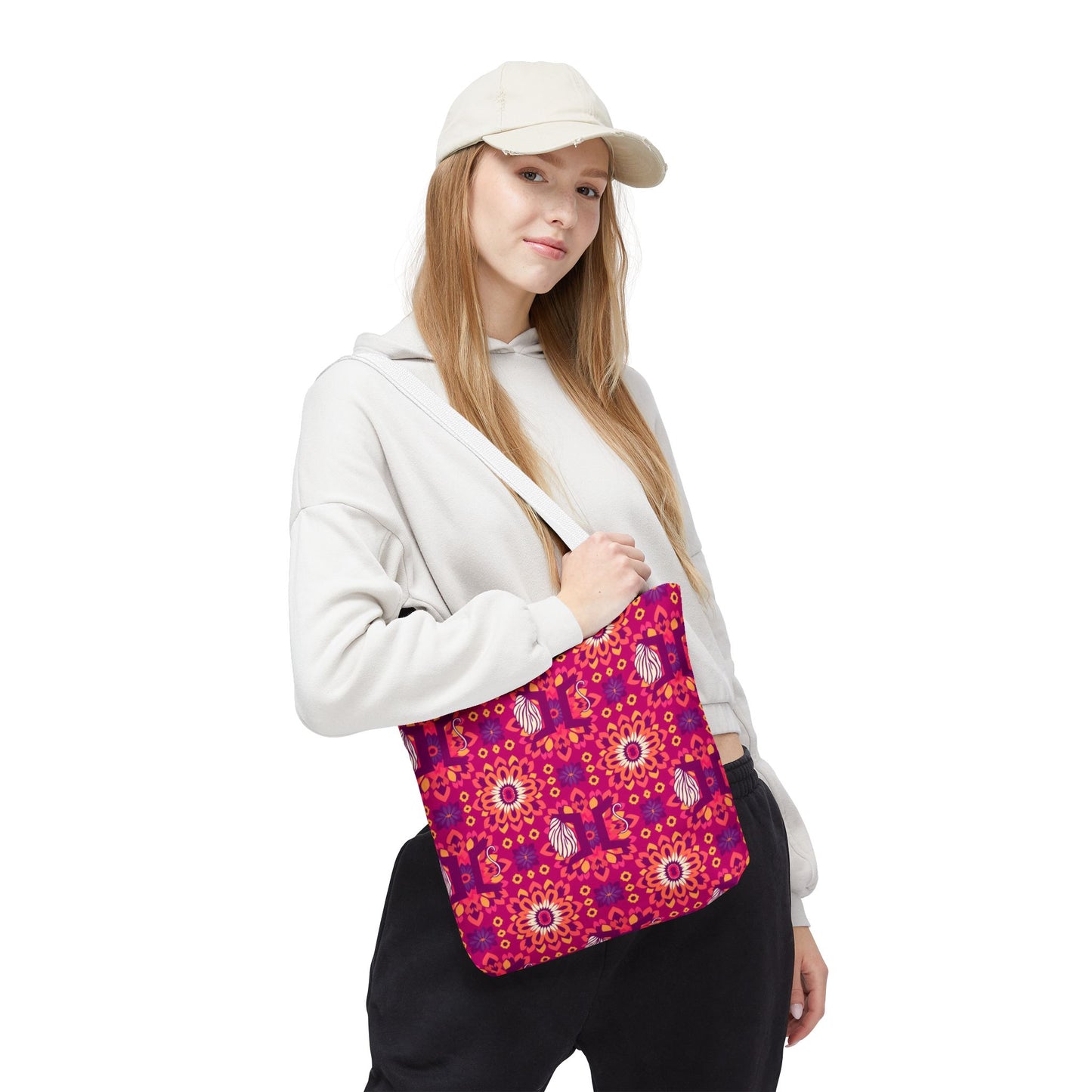 Tote Bag (AOP), Gemini, Zodiac v1, Flower Pattern