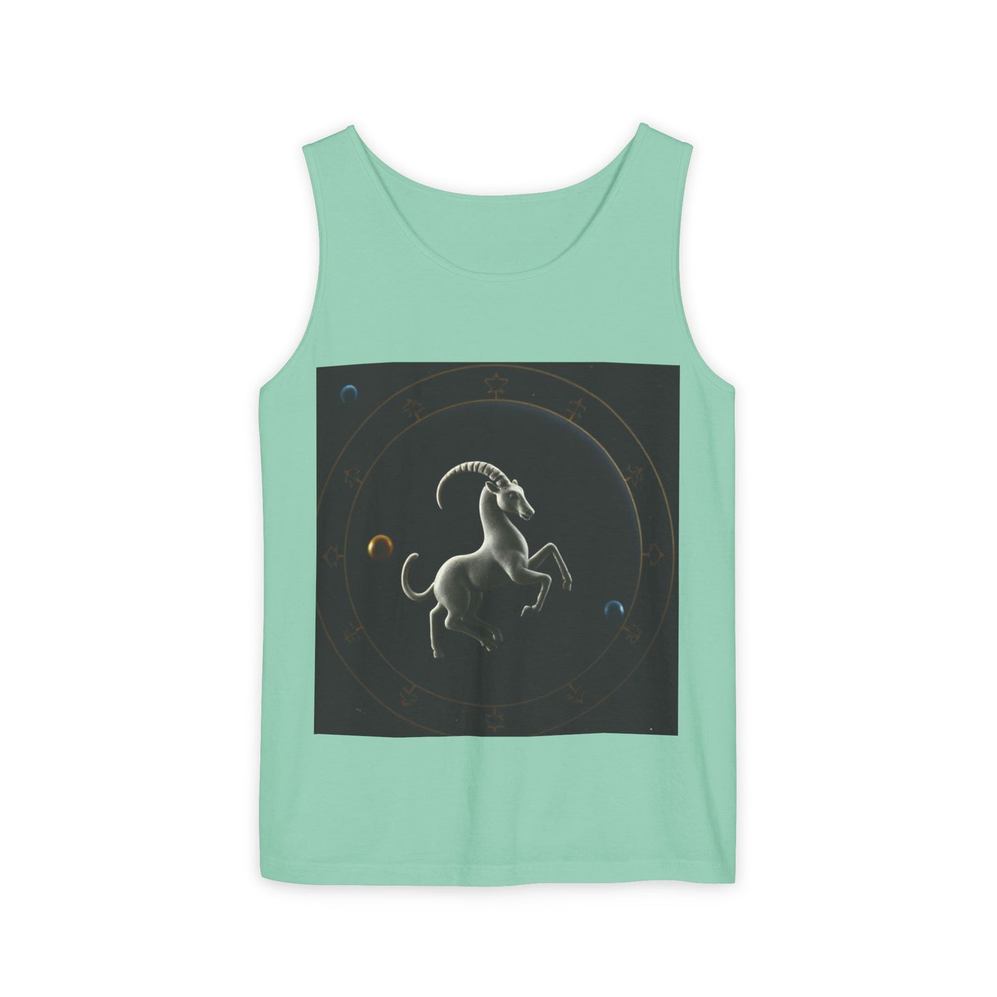 Unisex Garment-Dyed, Tank Top, Capricorn Design, Space Animal v1, 100% US cotton
