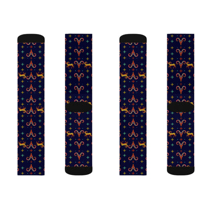 Sublimation Socks, Aries, Zodiac, Jewel Pattern