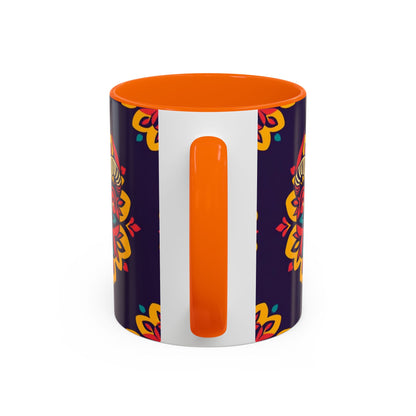 Accent Coffee Mug, Taurus, Zodiac v4. Flower Pattern, (11, 15oz)