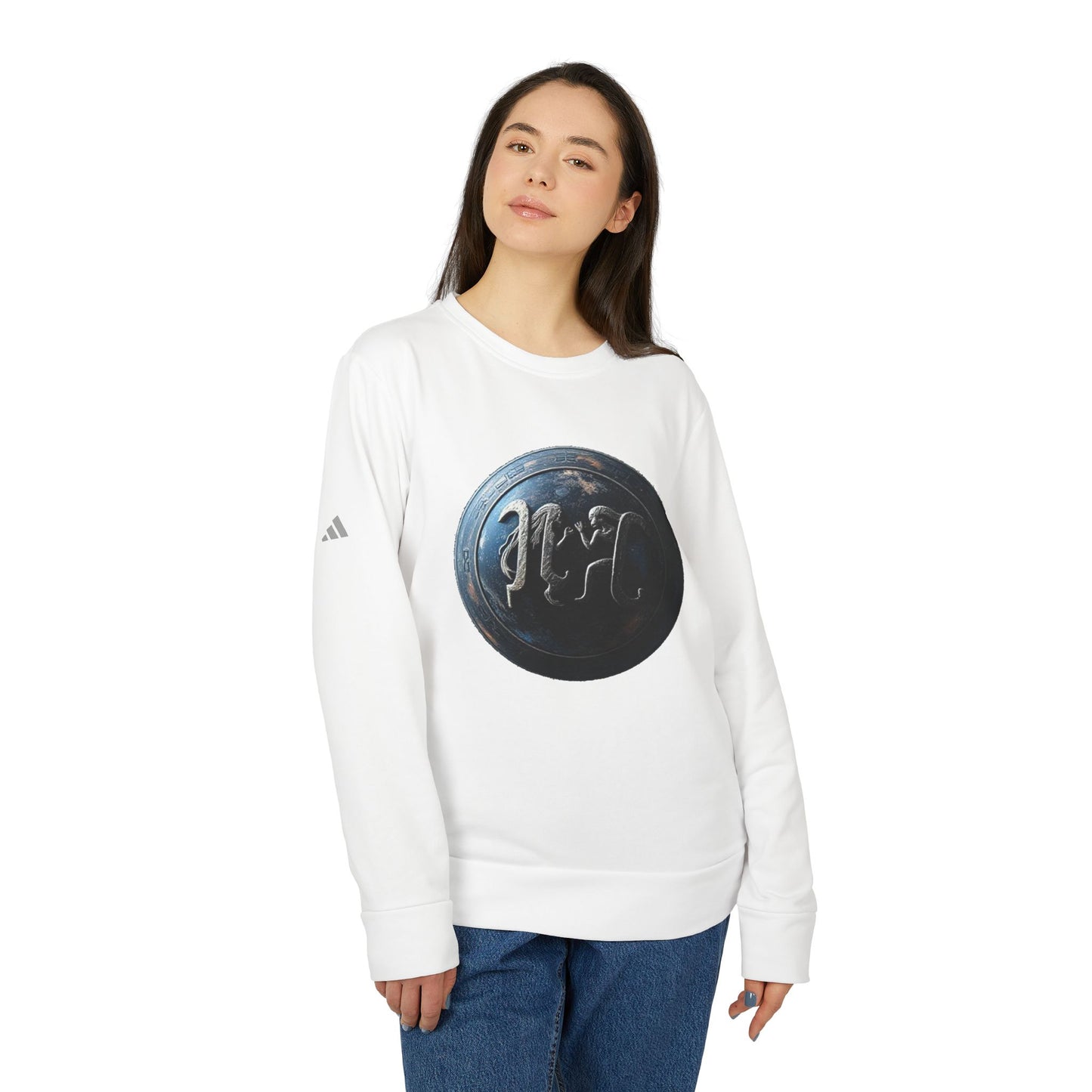 Adidas, Unisex Fleece Crewneck Sweatshirt, Gemini, Space Symbol, Zodiac