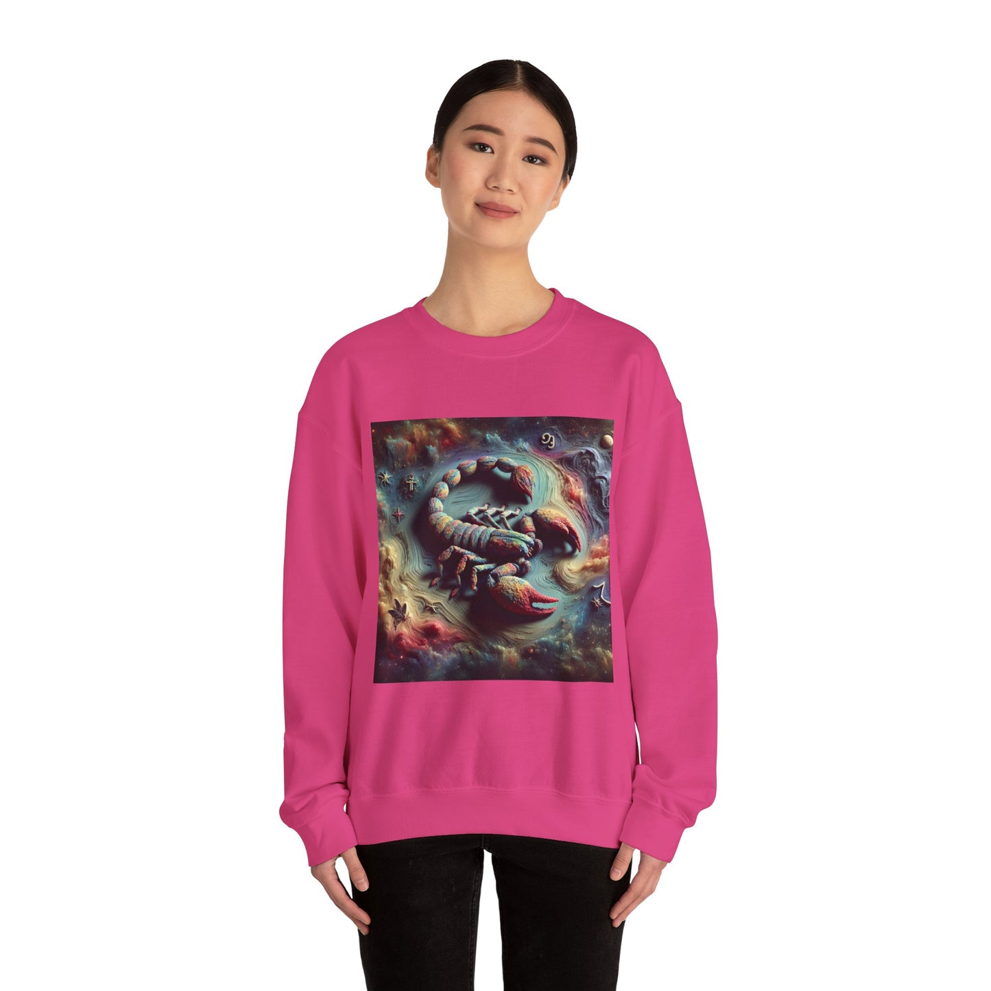 Unisex Heavy Blend™ Crewneck Sweatshirt, Trippy Mist Scorpion, Scorpio Zodiac Design