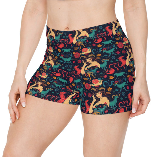Women's Shorts, (AOP), Capricorn, Zodiac v4, Sexy Pattern