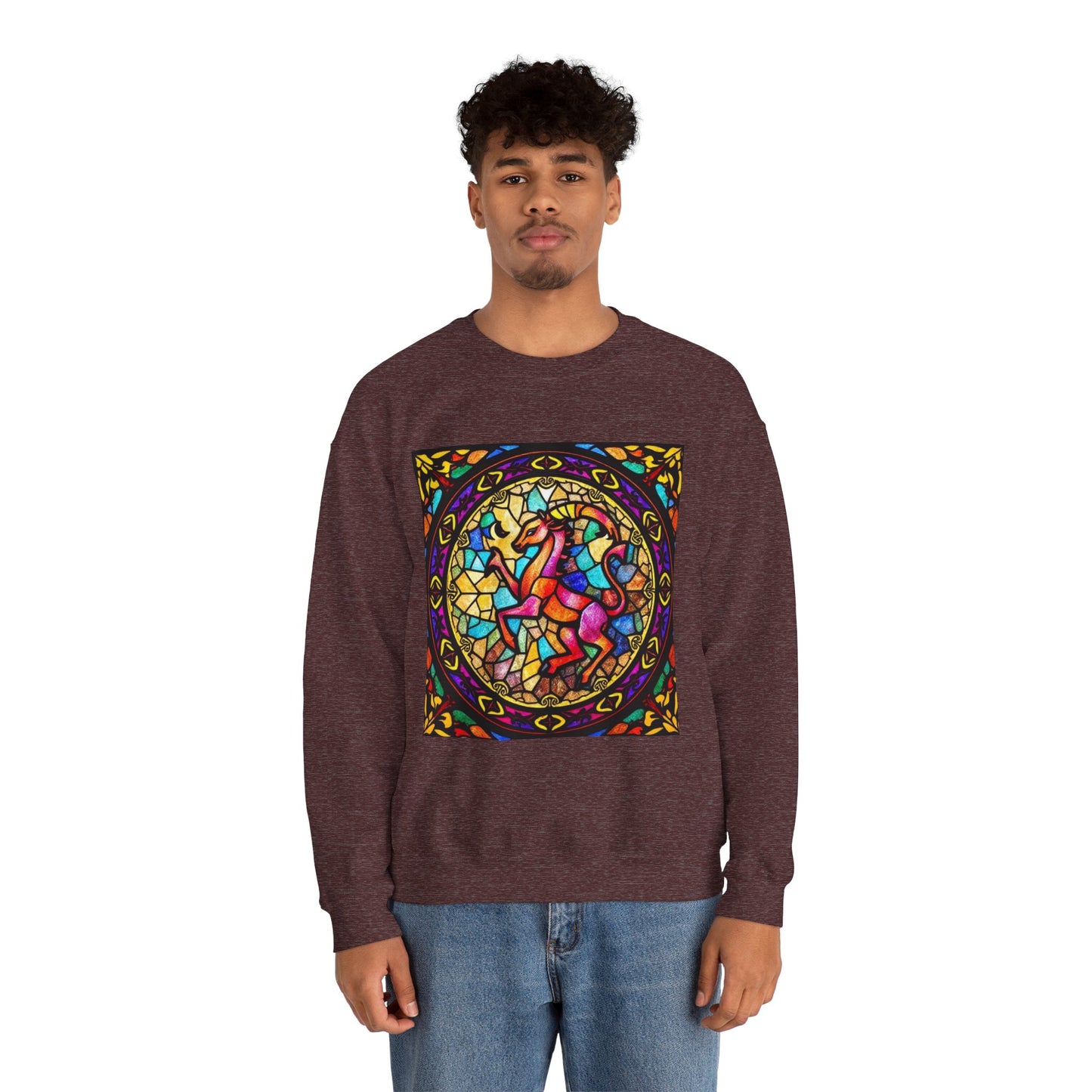 Unisex Heavy Blend™ Crewneck Sweatshirt, Glass, Aries Zodiac Design