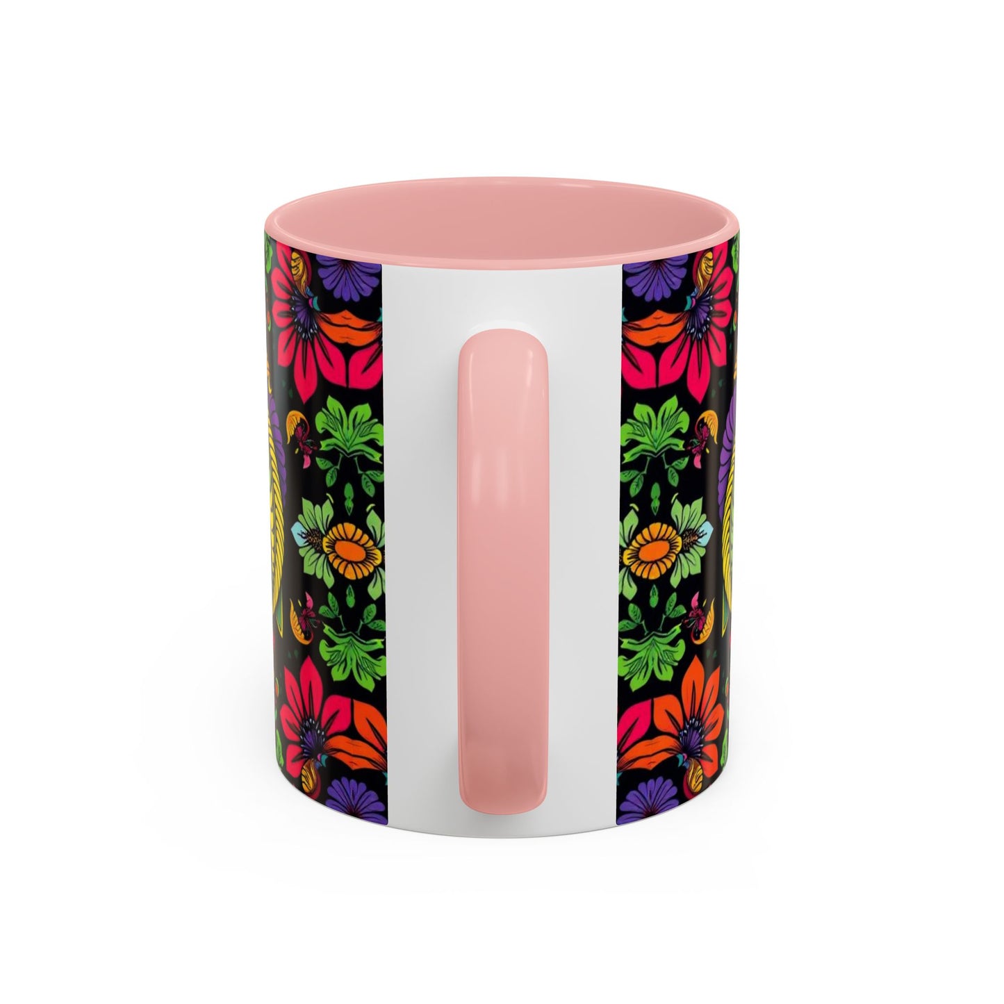 Accent Coffee Mug, Pisces, Zodiac v3, Flower Pattern, (11, 15oz)