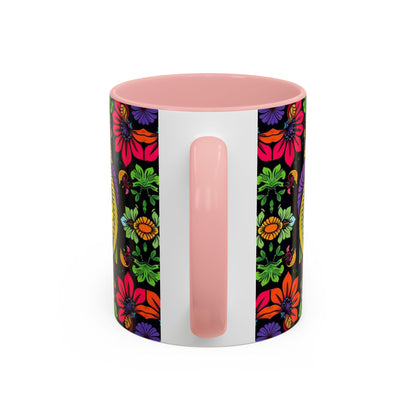 Accent Coffee Mug, Pisces, Zodiac v3, Flower Pattern, (11, 15oz)