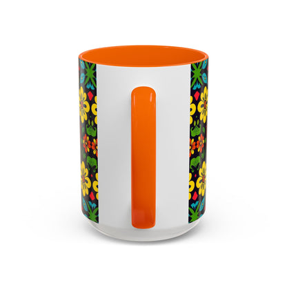 Accent Coffee Mug, Cancer, Zodiac v2, Flower Pattern, (11, 15oz)
