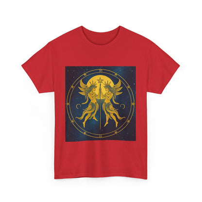 Unisex Heavy Cotton T-Shirt, Space Twins v3, Gemini Zodiac Design
