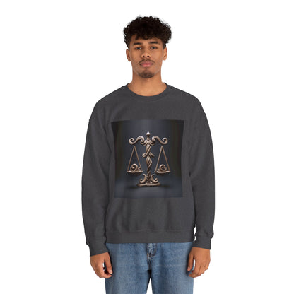 Unisex Heavy Blend™ Crewneck Sweatshirt, Brown Scale, Libra Zodiac Design