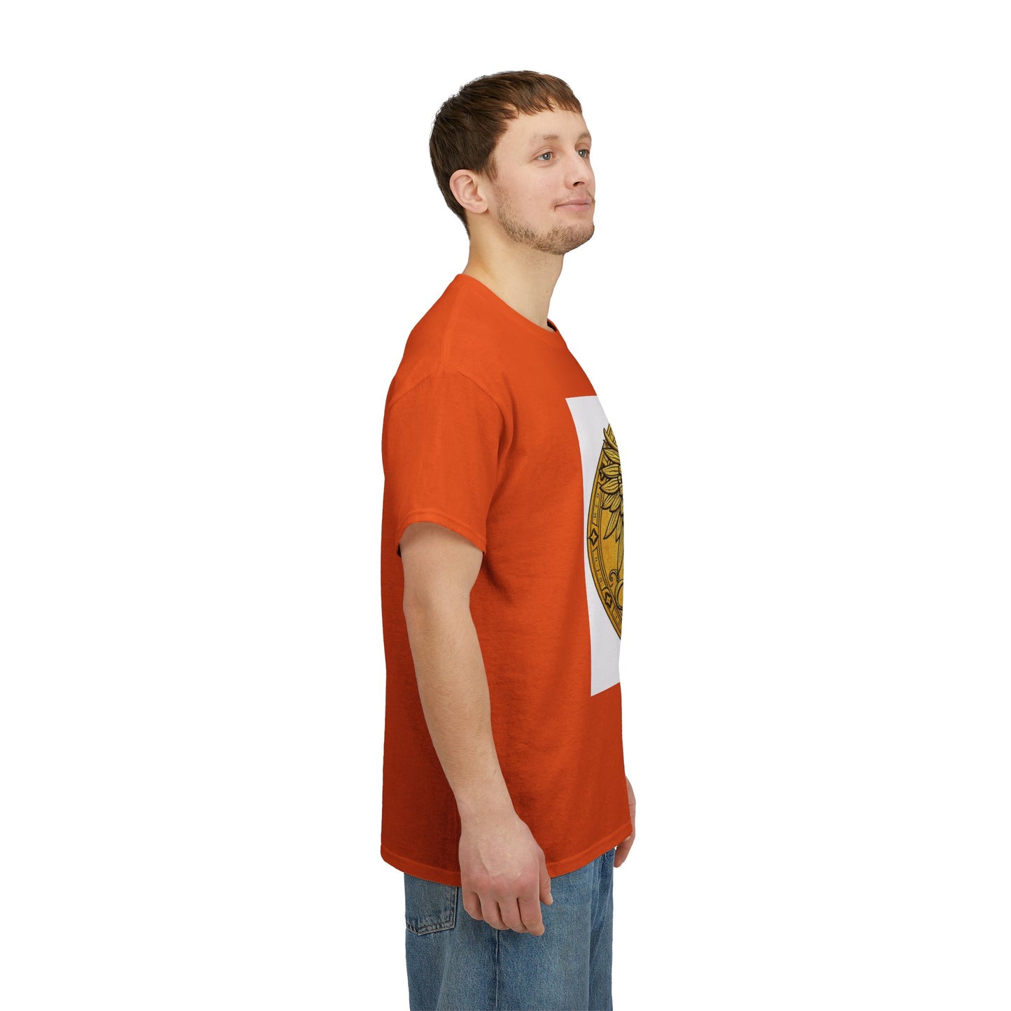 Unisex Heavy Cotton T-Shirt, Golden Angel Coin, Virgo Zodiac Design