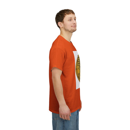 Unisex Heavy Cotton T-Shirt, Golden Angel Coin, Virgo Zodiac Design