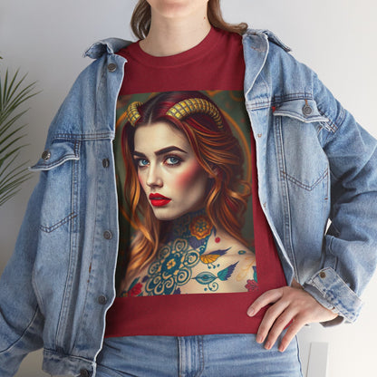 Unisex Heavy Cotton T-Shirt, Capricorn, Zodiac v3, Sexy Art