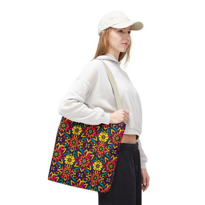 Tote Bag, (AOP), Capricorn, Zodiac, Flower Pattern