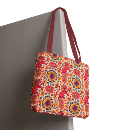 Tote Bag (AOP), Leo, Zodiac v2, Flower Pattern