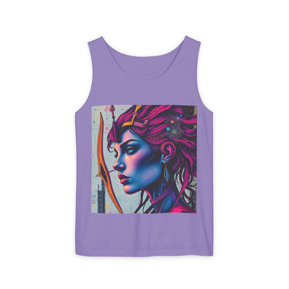 Unisex Garment-Dyed, Tank Top, Sagittarius Design, Pop Art, 100% US cotton