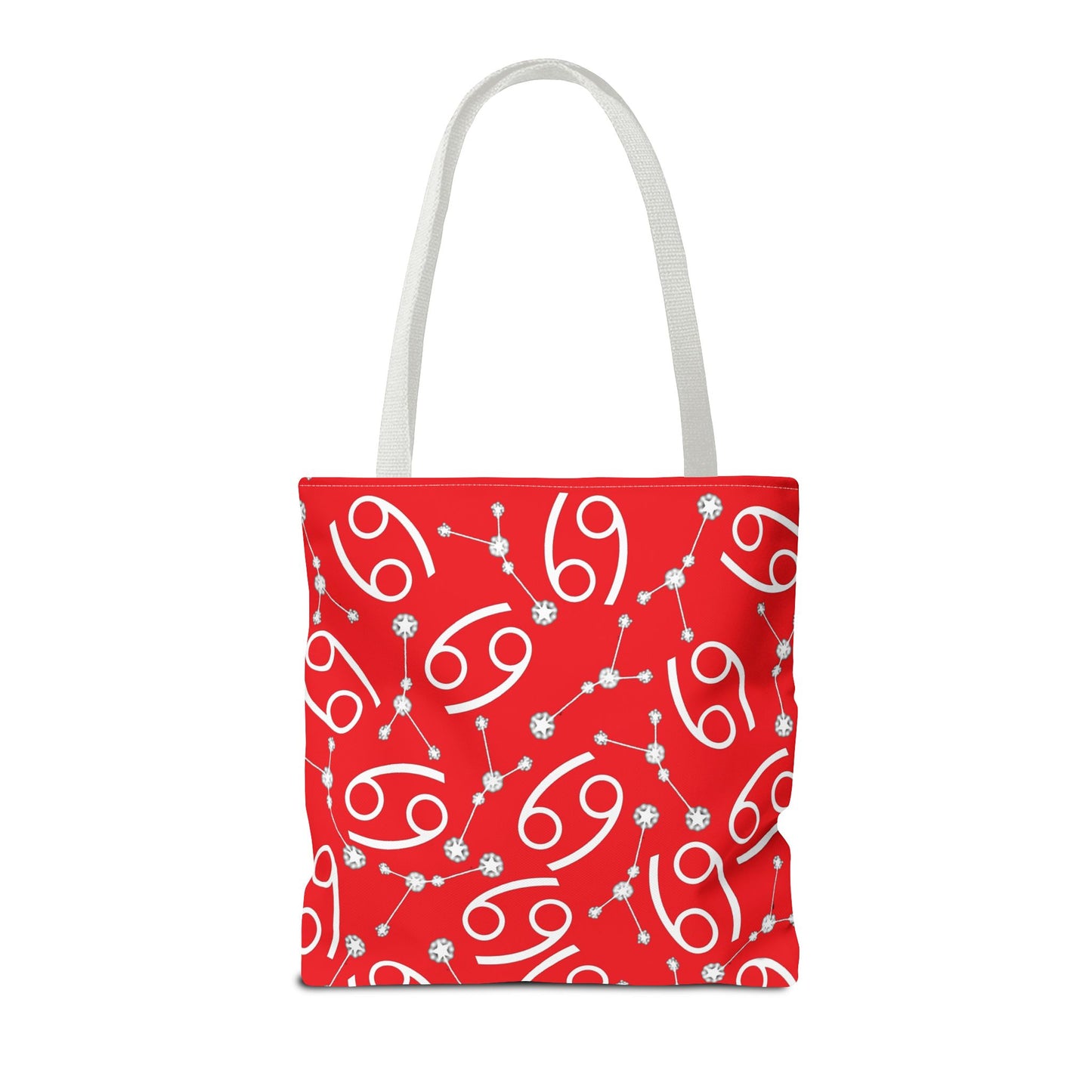 Tote Bag, Cancer Zodiac Sign, AOP, (Red, White)