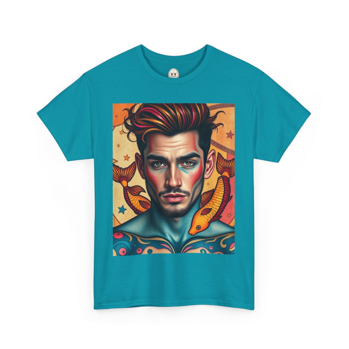 Unisex Heavy Cotton T-Shirt, Pisces, Zodiac v2, Sexy Art