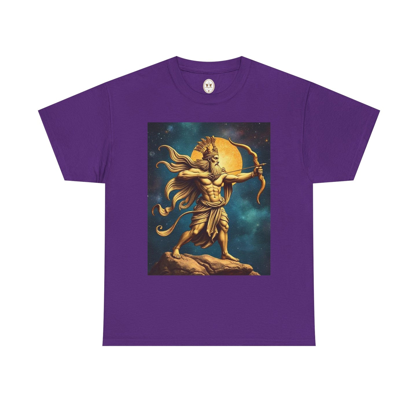 Unisex Heavy Cotton T-Shirt, Midnight Arrow v1, Sagittarius Zodiac Design