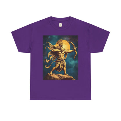 Unisex Heavy Cotton T-Shirt, Midnight Arrow v1, Sagittarius Zodiac Design
