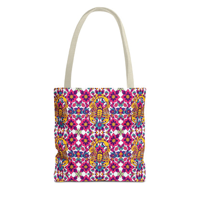 Tote Bag (AOP), Scorpio, Zodiac v1, Flower Pattern