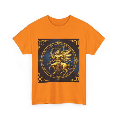 Unisex Heavy Cotton T-Shirt, Gold Angel, Symbol, Virgo Zodiac Design