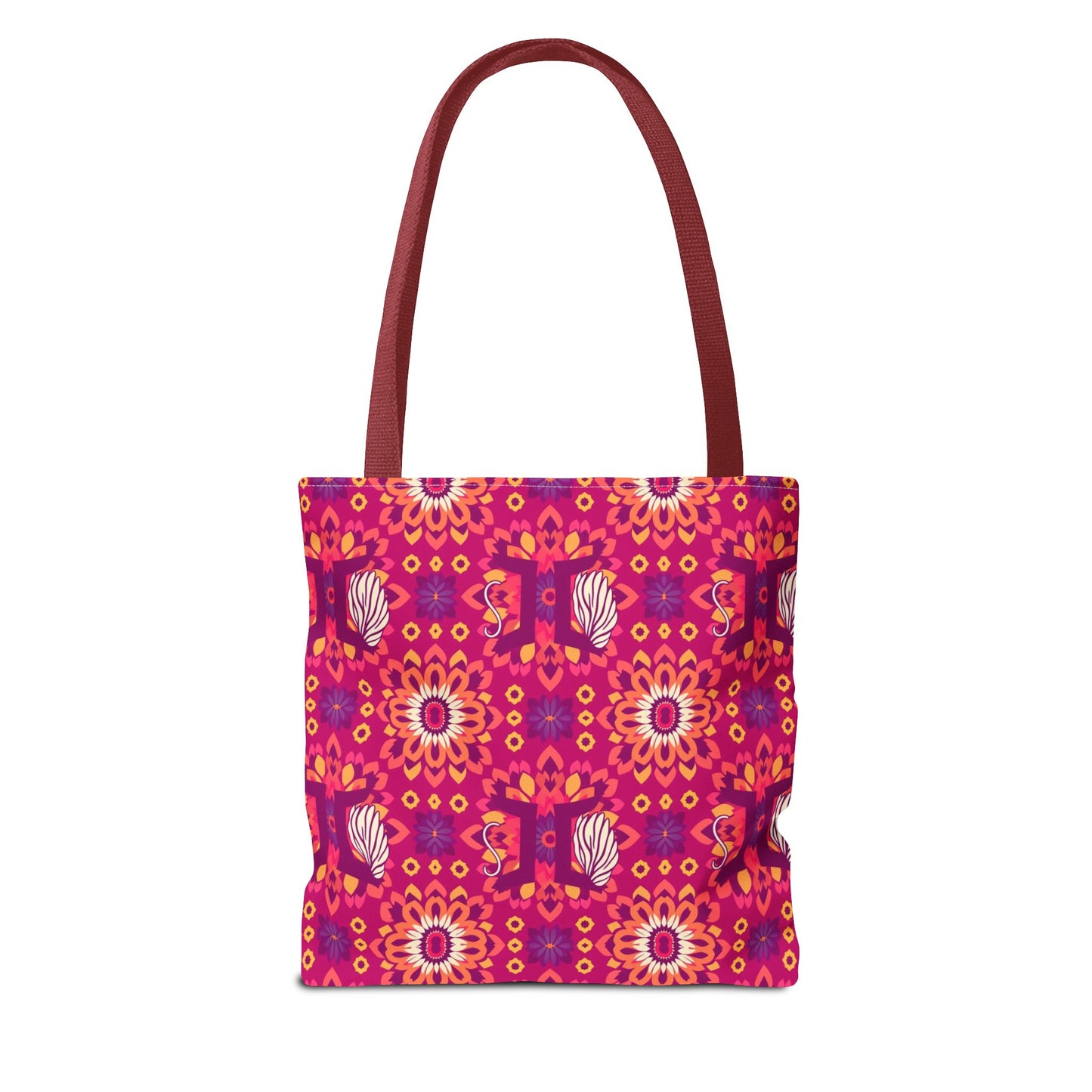 Tote Bag (AOP), Gemini, Zodiac v1, Flower Pattern