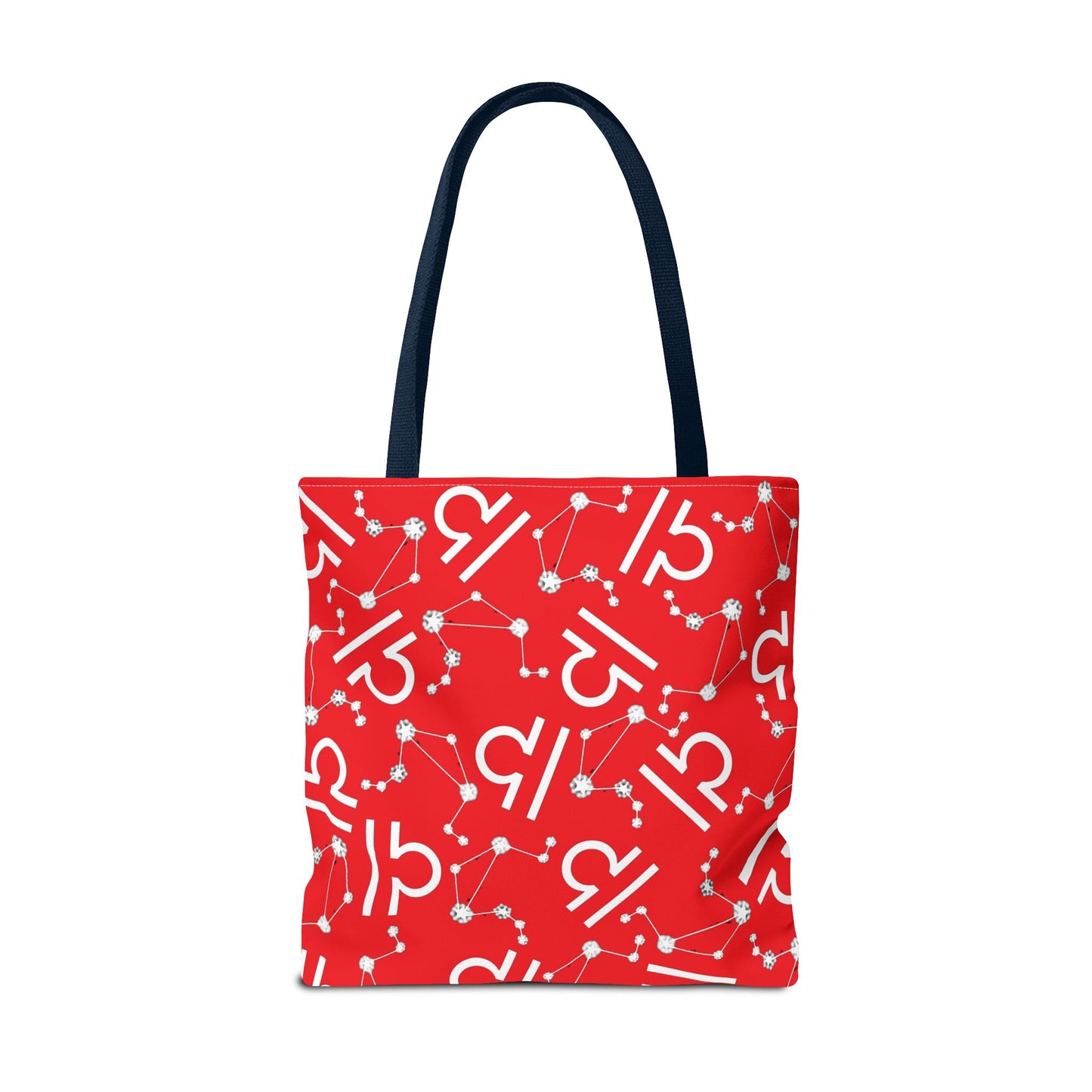 Tote Bag, Libra Zodiac Sign, AOP, (Red, White)