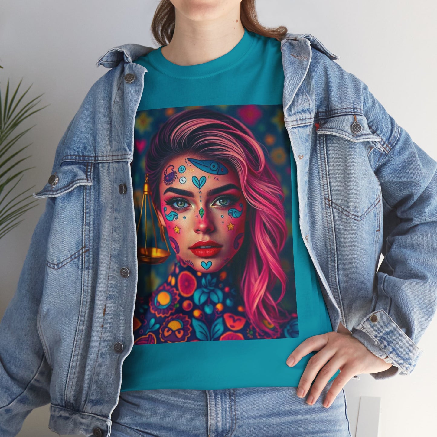 Unisex Heavy Cotton T-Shirt, Libra, Zodiac v2, Sexy Art