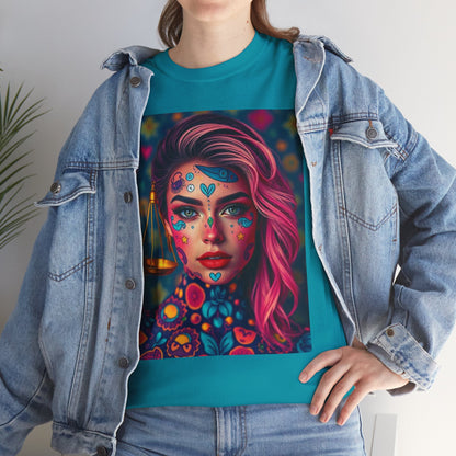 Unisex Heavy Cotton T-Shirt, Libra, Zodiac v2, Sexy Art
