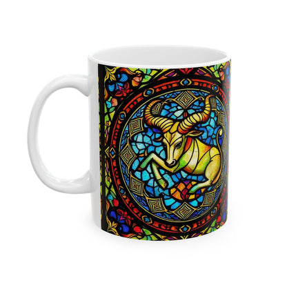 Ceramic Mug, (11oz, 15oz), Ceramic Coffee Mug, AOP, Glass Design v1, Taurus Zodiac