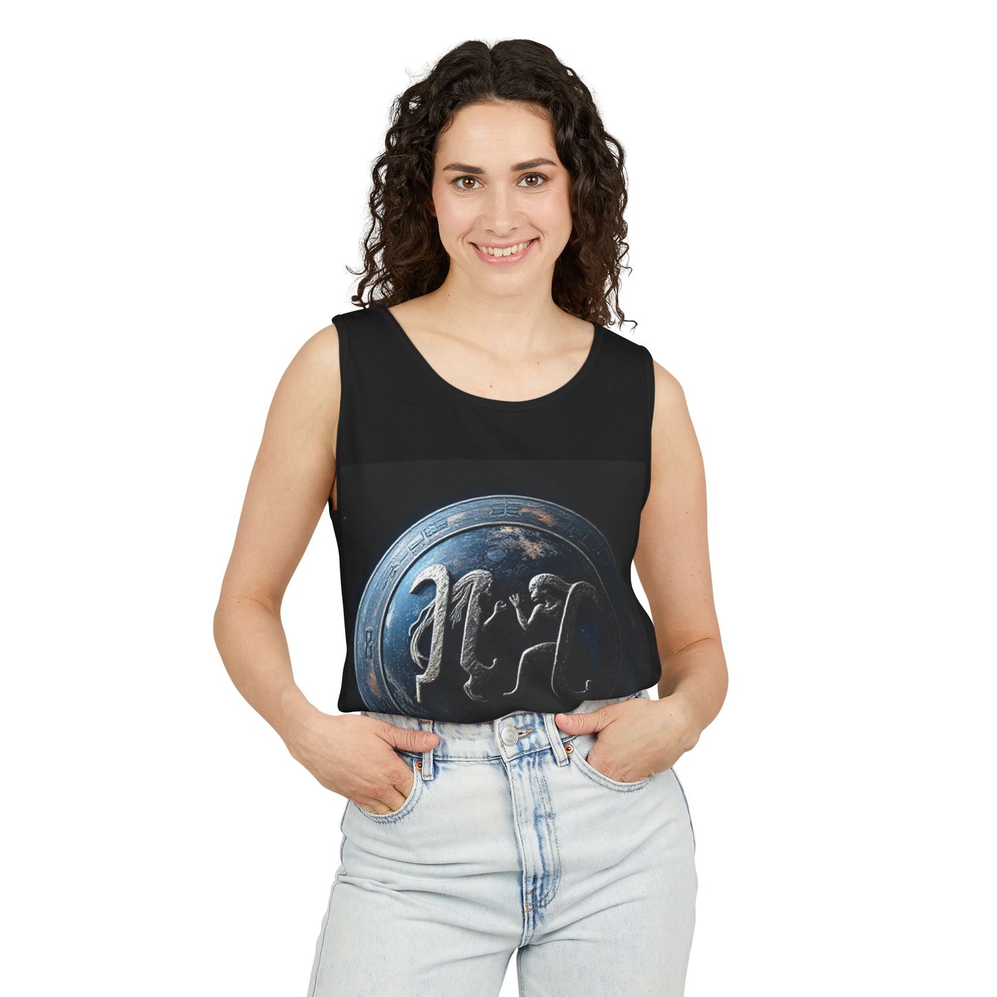 Unisex Garment-Dyed, Tank Top, Gemini Design, Space Symbol , 100% US cotton
