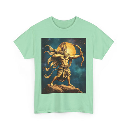 Unisex Heavy Cotton T-Shirt, Midnight Arrow, Sagittarius Zodiac Design