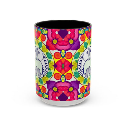 Accent Coffee Mug, Pisces, Zodiac v4, Flower Pattern, (11, 15oz)