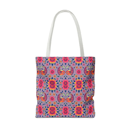 Tote Bag (AOP), Pisces, Zodiac v2, Flower Pattern
