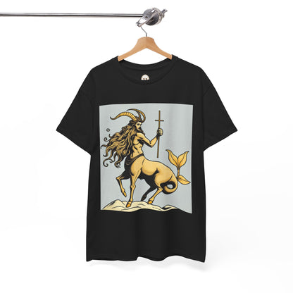 Unisex Heavy Cotton T-Shirt, Capricorn God v2, Zodiac Design
