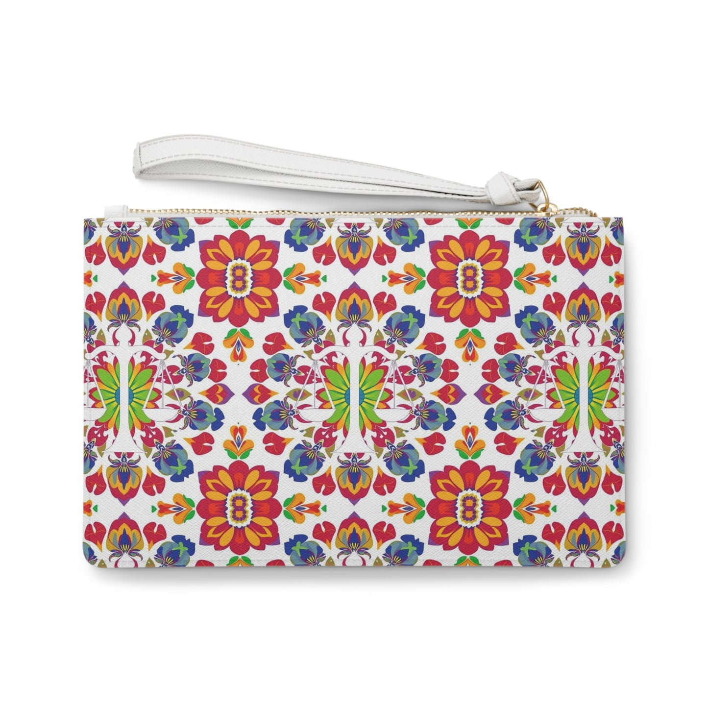 Clutch Bag, Libra, Zodiac v4, Flower Pattern