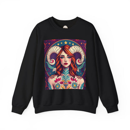 Unisex Heavy Blend™ Crewneck Sweatshirt, Aries, Zodiac v1, Sexy Pattern